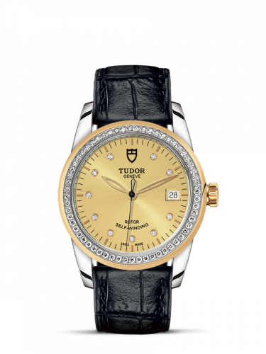 Remontoir à montres pour montre Tudor Glamour Glamour Date 36 Stainless Steel / Yellow Or / Diamond / Champagne-Diamond / Strap