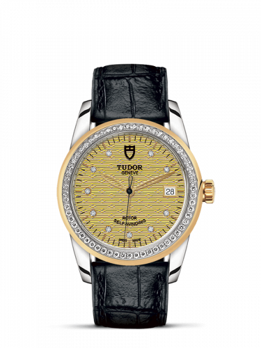 Remontoir à montres pour montre Tudor Glamour Glamour Date 36 Stainless Steel / Yellow Or / Diamond / Jacquard Champagne-Diamond / Strap