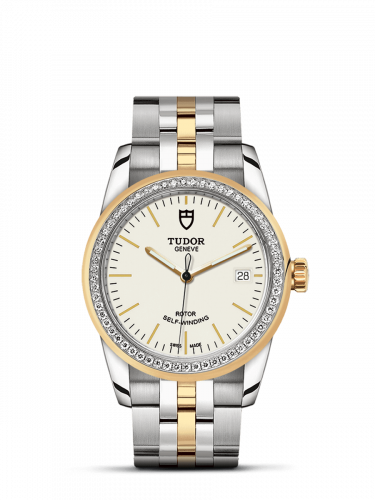 Remontoir à montres pour montre Tudor Glamour Glamour Date 36 Stainless Steel / Yellow Or / Diamond / Opaline / Bracelet