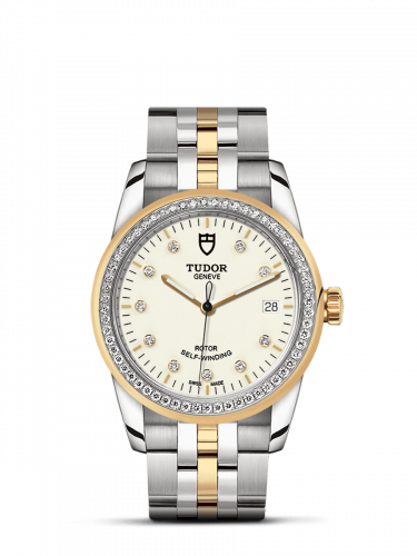 Remontoir à montres pour montre Tudor Glamour Glamour Date 36 Stainless Steel / Yellow Or / Diamond / Opaline-Diamond / Bracelet