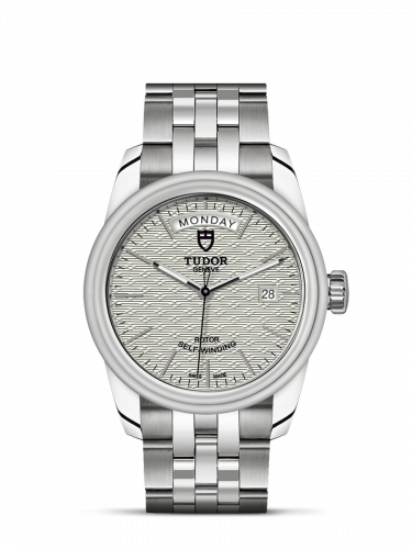 Remontoir à montres pour montre Tudor Glamour Glamour Day + Date Stainless Steel / Jacquard Argent / Bracelet