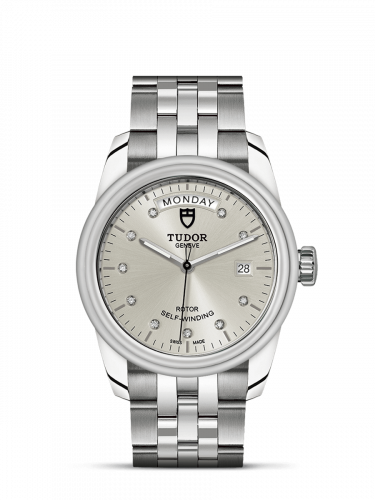 Remontoir à montres pour montre Tudor Glamour Glamour Day + Date Stainless Steel / Argent-Diamond / Bracelet