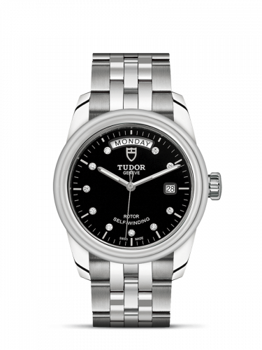 Remontoir à montres pour montre Tudor Glamour Glamour Day + Date Stainless Steel / Noire-Diamond / Bracelet
