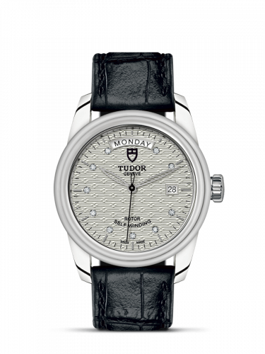 Remontoir à montres pour montre Tudor Glamour Glamour Day + Date Stainless Steel / Jacquard Argent-Diamond / Strap