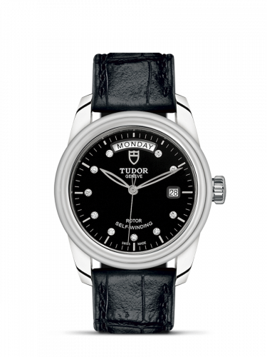 Remontoir à montres pour montre Tudor Glamour Glamour Day + Date Stainless Steel / Noire-Diamond / Strap