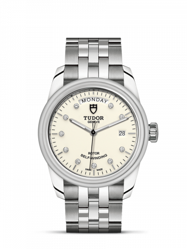 Remontoir à montres pour montre Tudor Glamour Glamour Day + Date Stainless Steel / Opaline-Diamond / Bracelet