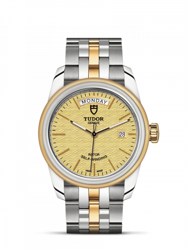 Remontoir à montres pour montre Tudor Glamour Glamour Day + Date Stainless Steel / Yellow Or / Jacquard Champagne / Bracelet