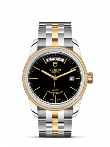 Remontoir à montres pour montre Tudor Glamour Glamour Day + Date Stainless Steel / Yellow Or / Noire / Bracelet
