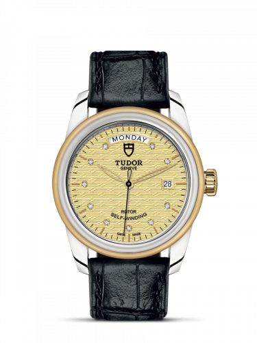 Remontoir à montres pour montre Tudor Glamour Glamour Day + Date Stainless Steel / Yellow Or / Jacquard Champagne-Diamond / Strap