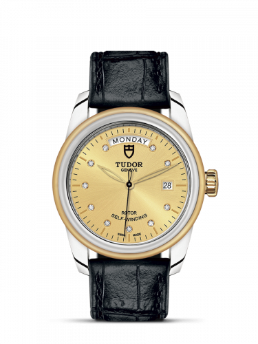 Remontoir à montres pour montre Tudor Glamour Glamour Day + Date Stainless Steel / Yellow Or / Champagne-Diamond / Strap
