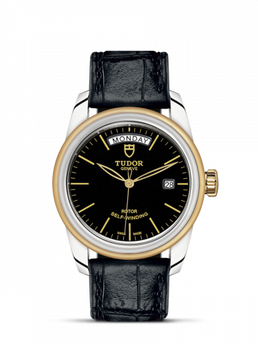 Remontoir à montres pour montre Tudor Glamour Glamour Day + Date Stainless Steel / Yellow Or / Noire / Strap
