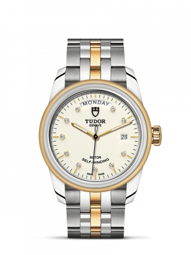 Remontoir à montres pour montre Tudor Glamour Glamour Day + Date Stainless Steel / Yellow Or / Opaline-Diamond / Bracelet