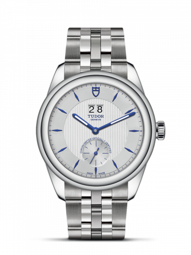 Remontoir à montres pour montre Tudor Glamour Glamour Double Date Stainless Steel / Argent-Bleu / Bracelet