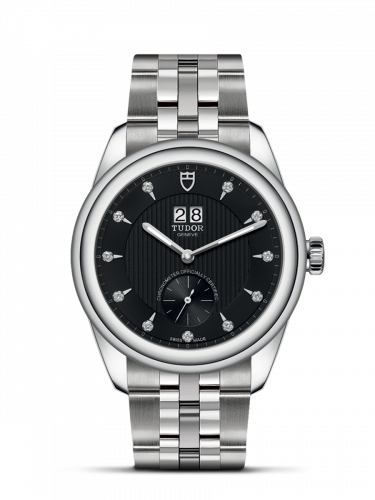 Remontoir à montres pour montre Tudor Glamour Glamour Double Date Stainless Steel / Noire-Diamond / Bracelet