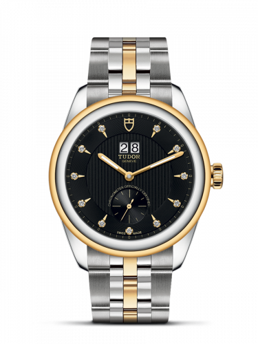 Remontoir à montres pour montre Tudor Glamour Glamour Double Date Stainless Steel / Yellow Or / Noire-Diamond / Bracelet