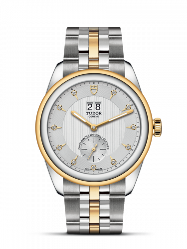 Remontoir à montres pour montre Tudor Glamour Glamour Double Date Stainless Steel / Yellow Or / Argent-Diamond / Bracelet