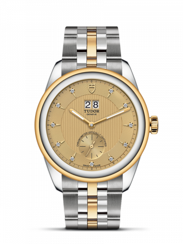 Remontoir à montres pour montre Tudor Glamour Glamour Double Date Stainless Steel / Yellow Or / Champagne-Diamond / Bracelet
