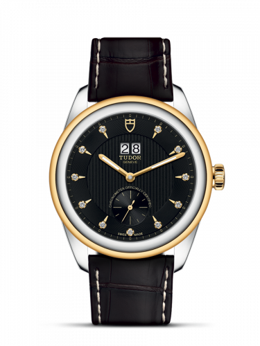 Remontoir à montres pour montre Tudor Glamour Glamour Double Date Stainless Steel / Yellow Or / Noire-Diamond / Strap