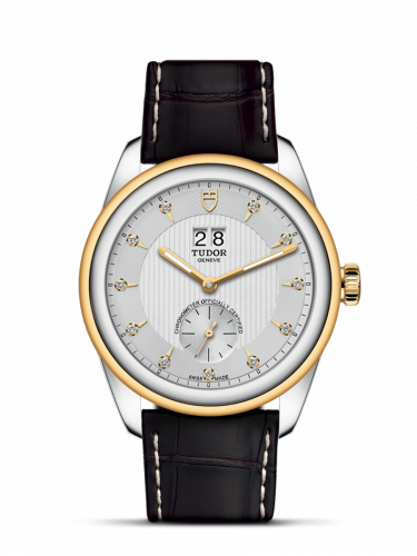 Remontoir à montres pour montre Tudor Glamour Glamour Double Date Stainless Steel / Yellow Or / Argent-Diamond / Strap