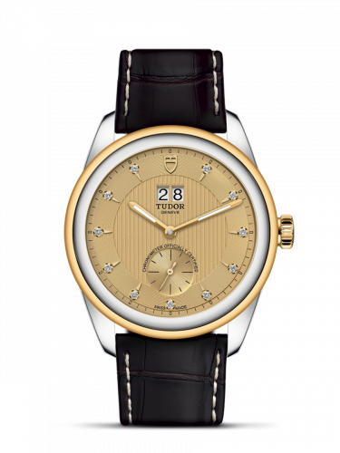 Remontoir à montres pour montre Tudor Glamour Glamour Double Date Stainless Steel / Yellow Or / Champagne-Diamond / Strap