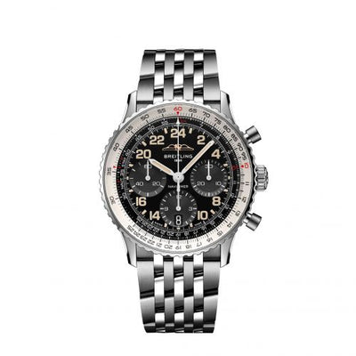 Remontoir à montres pour montre Breitling Navitimer Navitimer B02 Chronograph 41 Cosmonaute Stainless Steel - Platinum / Noire / Bracelet