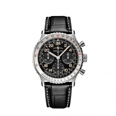 Watch Winder for watch Breitling Navitimer Navitimer B02 Chronograph 41 Cosmonaute Stainless Steel - Platinum / Black / Alligator - Folding