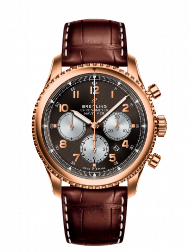 Remontoir à montres pour montre Breitling Aviatior 8 Navitimer 8 B01 Chronograph 43 Red Or / Bronze / Marron Croco