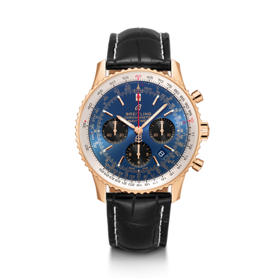 Remontoir à montres pour montre Breitling Navitimer Navitimer 1 B01 Chronograph 43 Red Or / Bleu / Croco / Folding