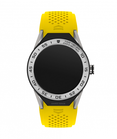 Remontoir à montres pour montre TAG Heuer Connected Watch Carrera Connected Modular 45 Titanium / Stainless Steel / Yellow Rubber