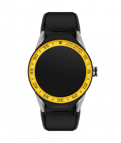 Remontoir à montres pour montre TAG Heuer Connected Watch Carrera Connected Modular 45 Titanium / Yellow Aluminum / Noire Calf