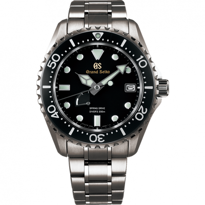 Remontoir à montres pour montre Grand Seiko Spring Drive Spring Drive 200 m Diver's Titanium / Noire / Bracelet