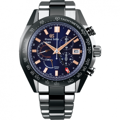 Remontoir à montres pour montre Grand Seiko Spring Drive Spring Drive Chronograph Titanium / Ceramic / Bleu / Bracelet / Noire Ceramics Collection