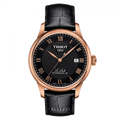 Remontoir à montres pour montre Tissot Le Locle Le Locle Powermatic 80 39.3 Rose Or PVD / Noire / Strap