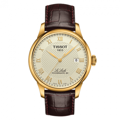 Remontoir à montres pour montre Tissot Le Locle Le Locle Powermatic 80 39.3 Yellow Or PVD / Ivoire / Strap