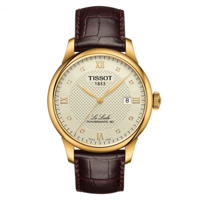 Remontoir à montres pour montre Tissot Le Locle Le Locle Powermatic 80 39.3 Yellow Or PVD / Ivoire / Strap