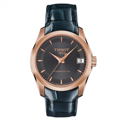 Watch Winder for watch Tissot Couturier Couturier Powermatic 80 32 Rose Gold PVD / Grey / Strap