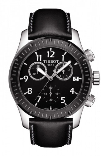 Remontoir à montres pour montre Tissot V8 V8 Quartz Chronograph PVD Bezel Leather