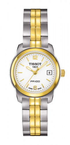 Watch Winder for watch Tissot PR 100 PR 100 Quartz 24.5 Stainless Steel / Yellow Gold PVD / White / Bracelet