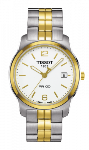 Watch Winder for watch Tissot PR 100 PR 100 Quartz 38 Stainless Steel / Yellow Gold PVD / White / Bracelet