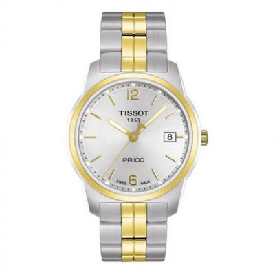 Remontoir à montres pour montre Tissot PR 100 PR 100 Quartz 38 Stainless Steel / Yellow Or PVD / Argent / Bracelet