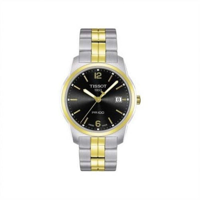 Remontoir à montres pour montre Tissot PR 100 PR 100 Quartz 38 Stainless Steel / Yellow Or PVD / Noire / Bracelet