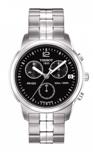Watch Winder for watch Tissot PR 100 PR 100 Chronograph Quartz 38 Stainless Steel / Black / Bracelet