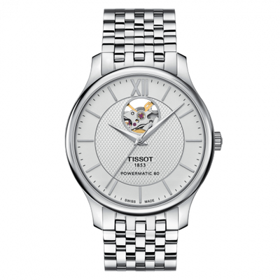 Remontoir à montres pour montre Tissot Tradition Tradition Powermatic 80 Open Heart 40 Stainless Steel / Argent / Bracelet