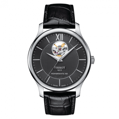 Remontoir à montres pour montre Tissot Tradition Tradition Powermatic 80 Open Heart 40 Stainless Steel / Noire / Strap