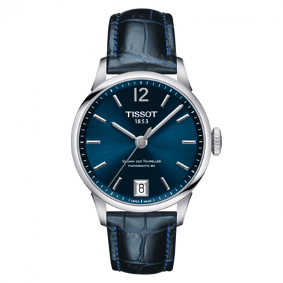 Watch Winder for watch Tissot Chemin Des Tourelles Chemin Des Tourelles Powermatic 80 32 Stainless Steel / Blue / Strap