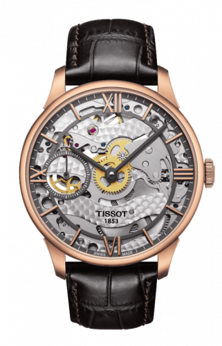 Watch Winder for watch Tissot Chemin Des Tourelles Chemin des Tourelles Squelette 42 Rose Gold PVD / Skeleton / Strap