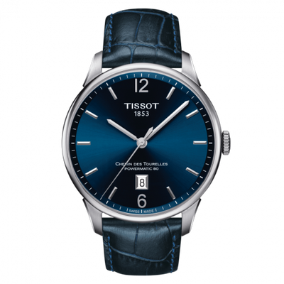 Watch Winder for watch Tissot Chemin Des Tourelles Chemin Des Tourelles Powermatic 80 42 Stainless Steel / Blue / Strap