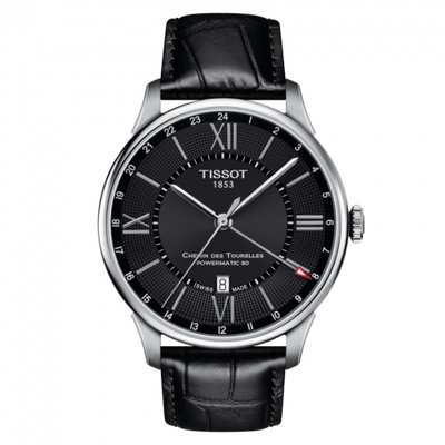 Watch Winder for watch Tissot Chemin Des Tourelles Chemin Des Tourelles Powermatic 80 GMT 42 Stainless Steel / Black / Strap