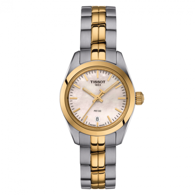 Remontoir à montres pour montre Tissot PR 100 PR 100 Quartz Stainless Steel / Yelllow Or PVD / MOP / Bracelet