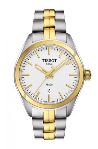 Remontoir à montres pour montre Tissot PR 100 PR 100 Quartz 33 Stainless Steel / Yellow Or PVD / Argent / Bracelet